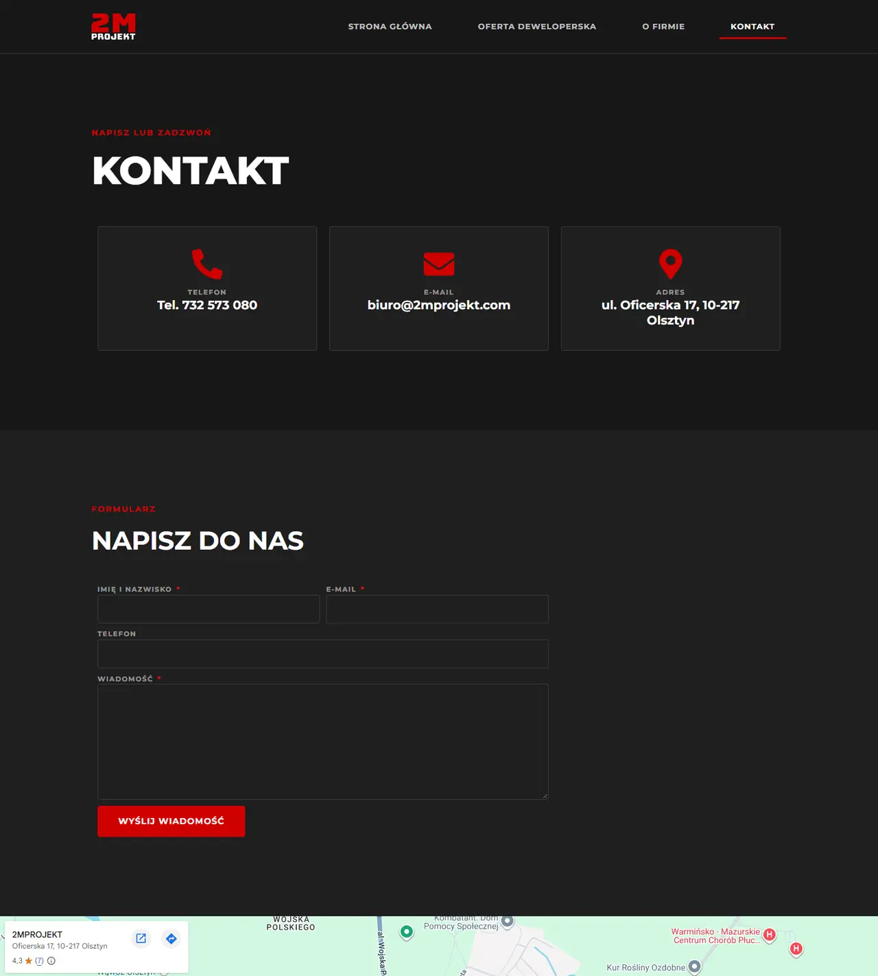 2MPROJEKT: podstrona albo dalsza sekcja