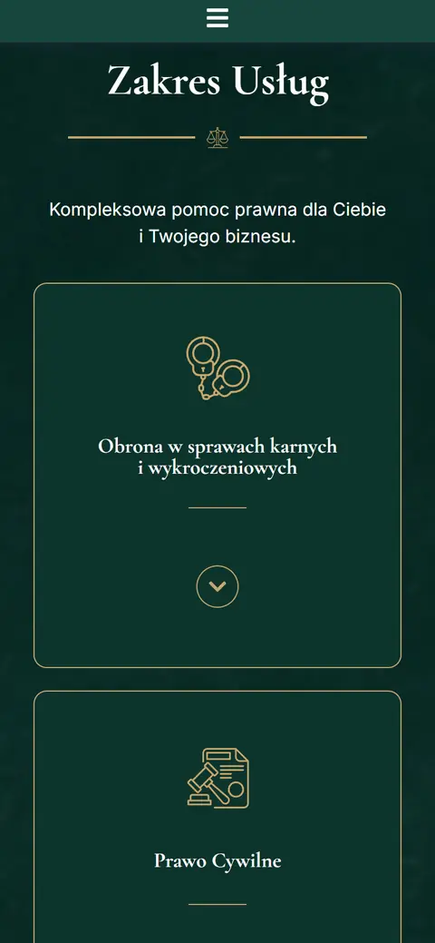 Kancelaria Jędrzej Sokół: dalszy ekran na telefonie