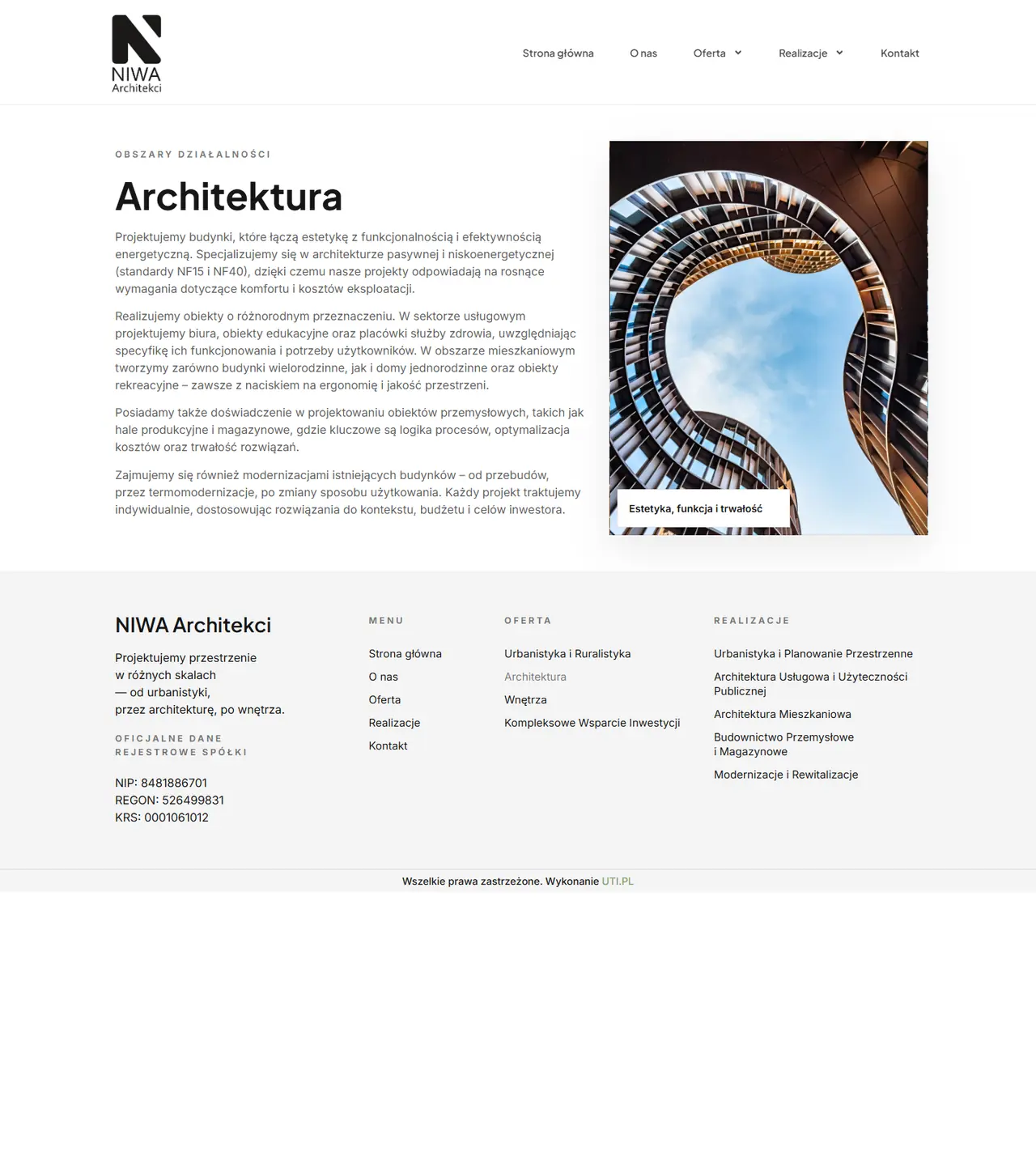 NIWA Architekci: podstrona albo dalsza sekcja