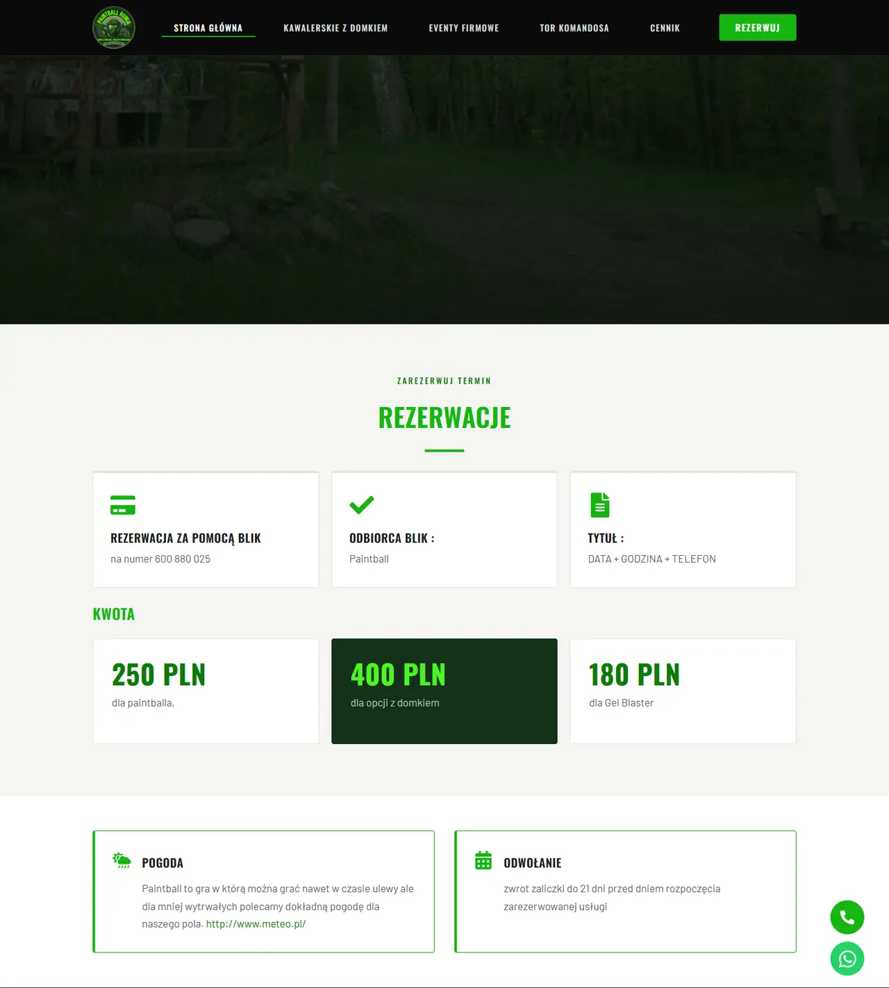 Paintball Rumia: kolejna sekcja strony