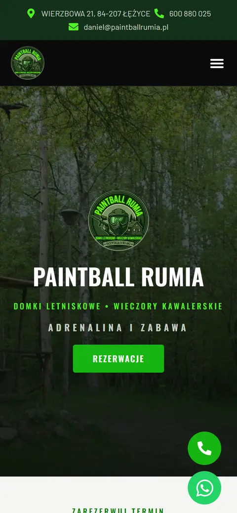 Paintball Rumia: strona główna na telefonie
