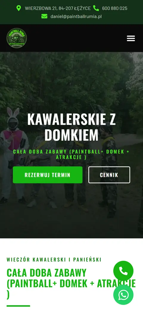 Paintball Rumia: podstrona na telefonie