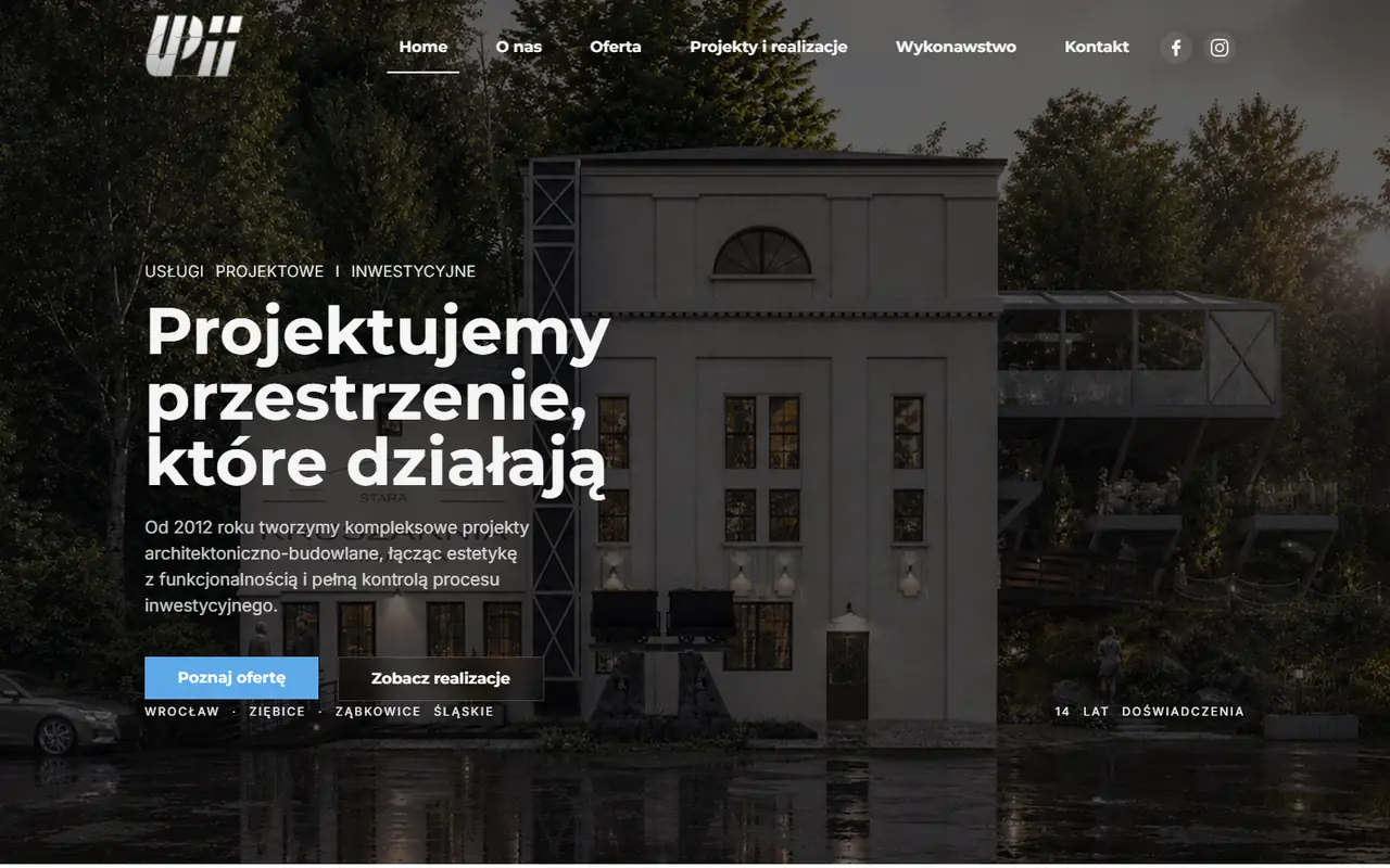 Projekty UPII: strona główna na komputerze
