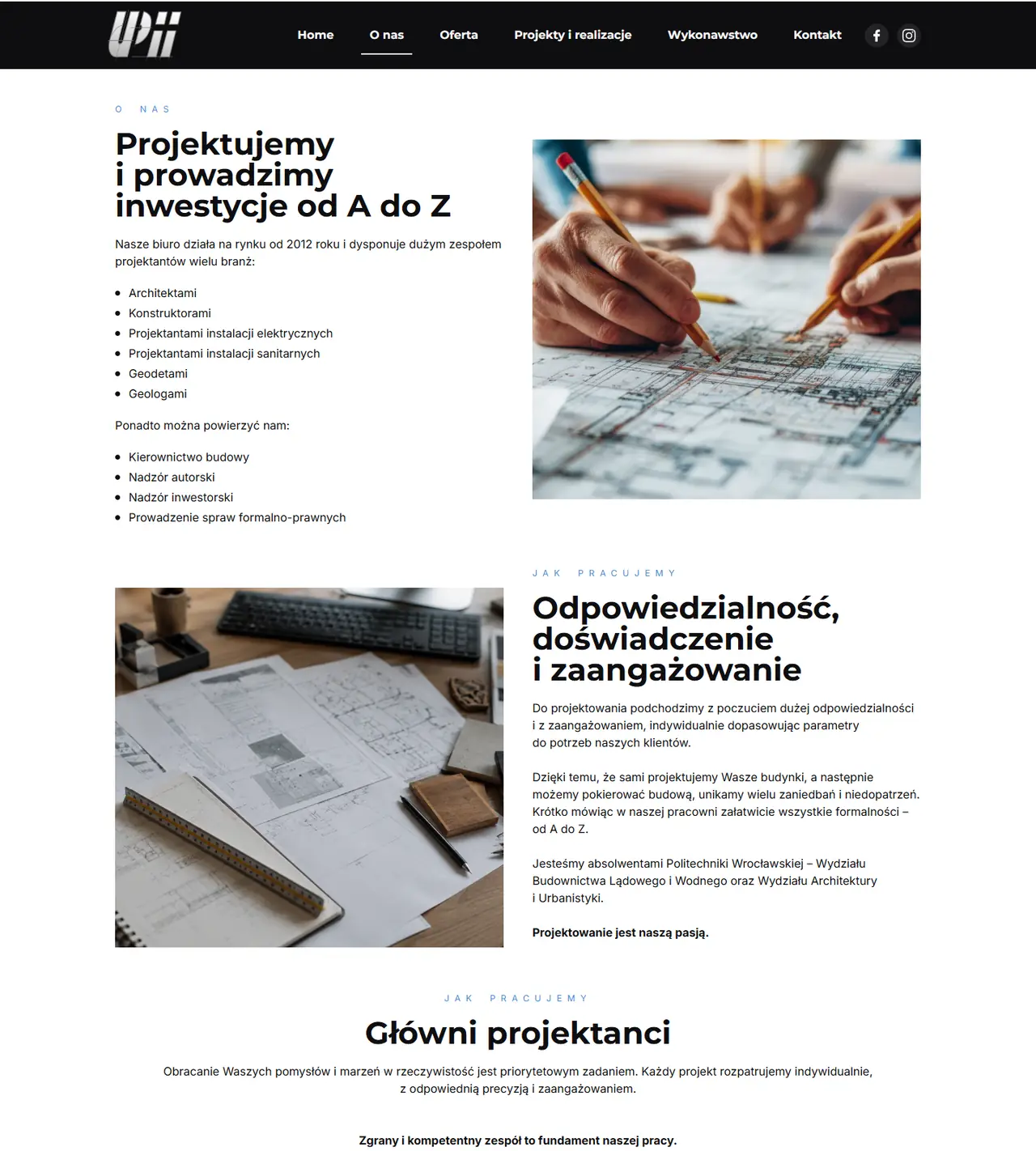 Projekty UPII: kolejny widok strony