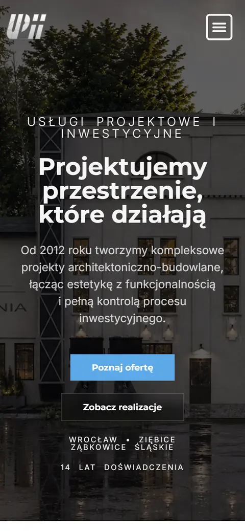 Projekty UPII: strona główna na telefonie