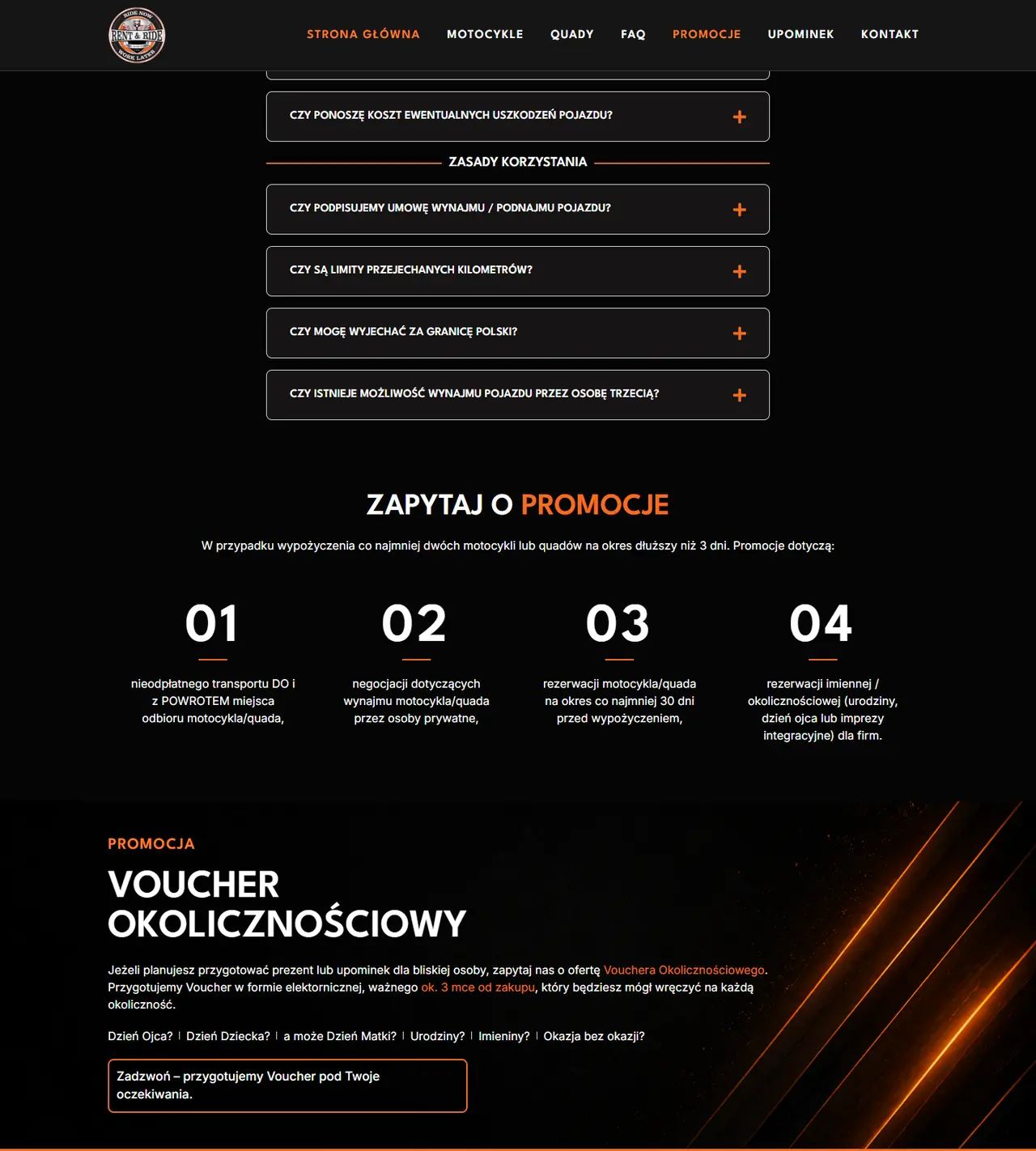 Rent & Ride: kolejny widok strony