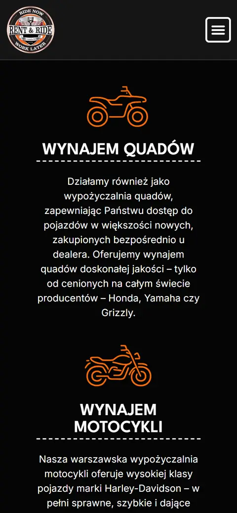 Rent & Ride: kolejny ekran na telefonie