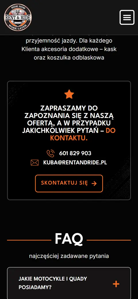 Rent & Ride: dalszy ekran na telefonie