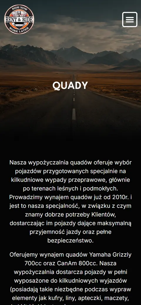 Rent & Ride: kolejna podstrona na telefonie