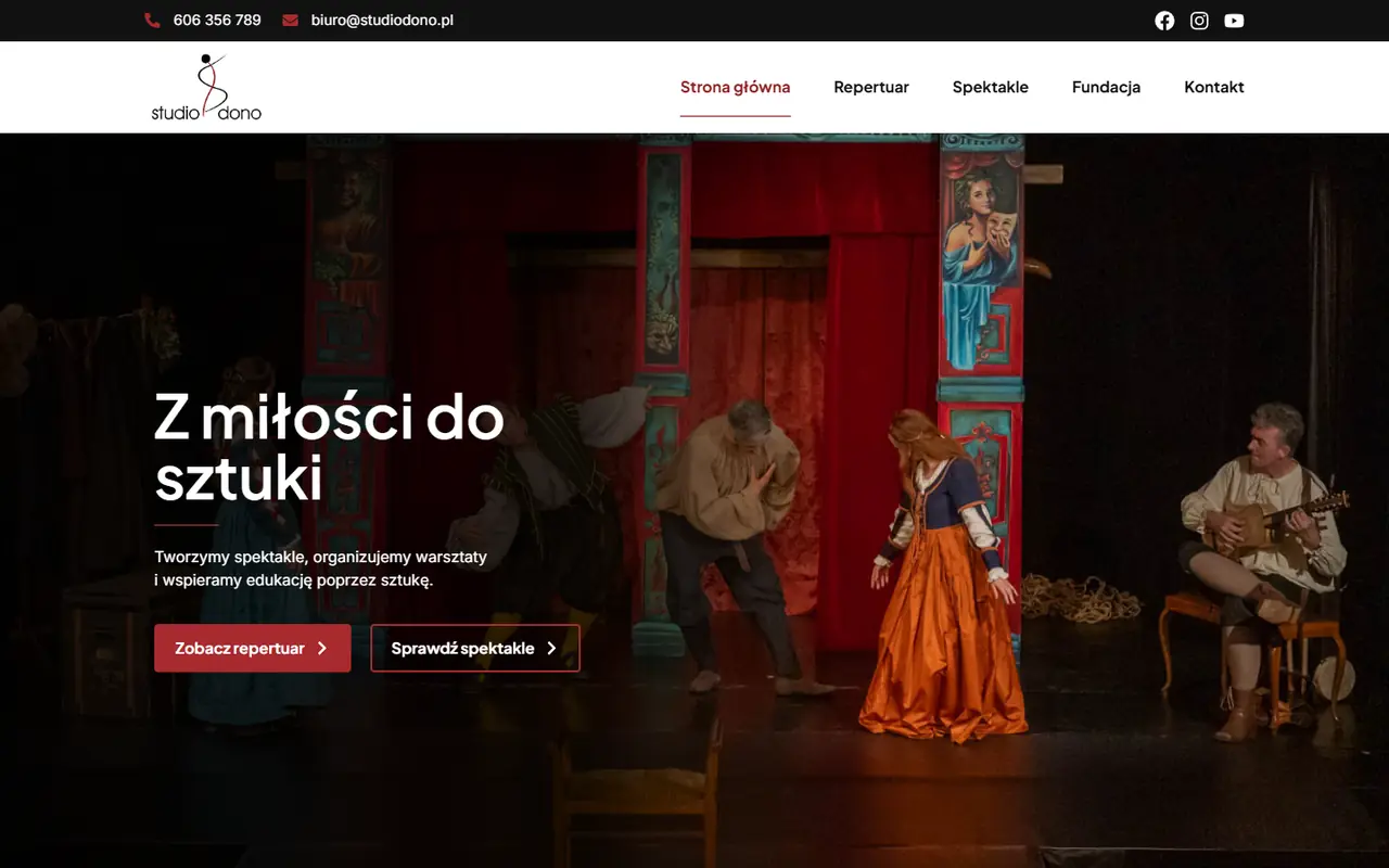 Studio Dono: strona główna na komputerze