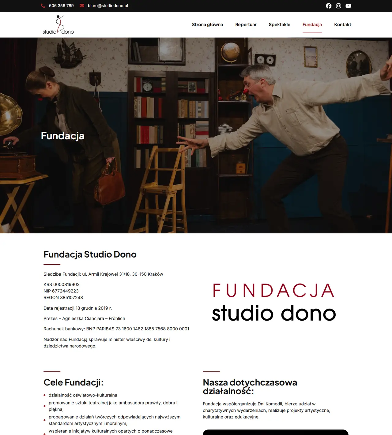 Studio Dono: podstrona albo dalsza sekcja