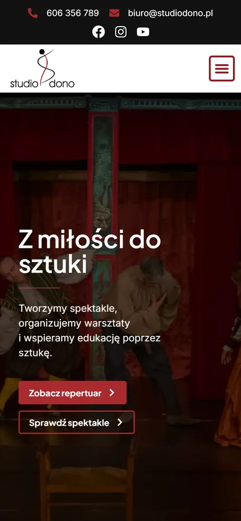 Studio Dono: strona główna na telefonie