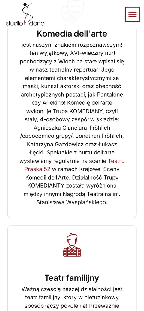 Studio Dono: dalszy ekran na telefonie