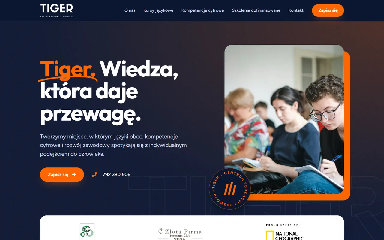 Tiger: strona główna na komputerze